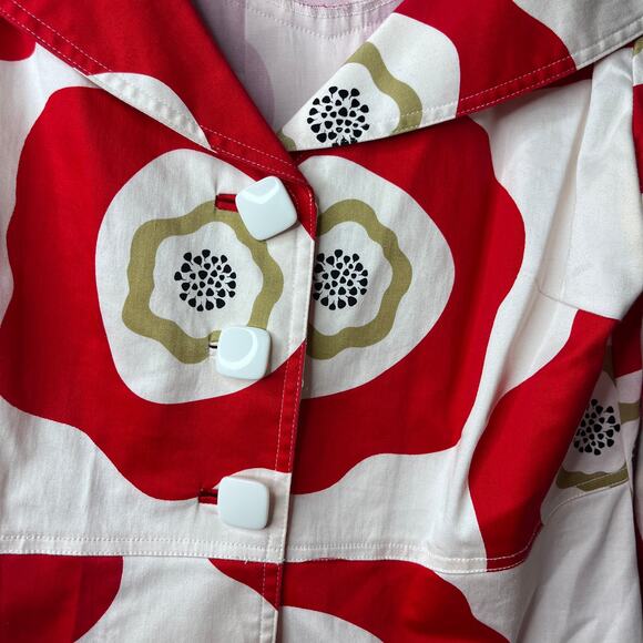 Clara Sun Woo Floral Poppy Short Sleeve Collared Blazer Shirt - Picture 4 of 6